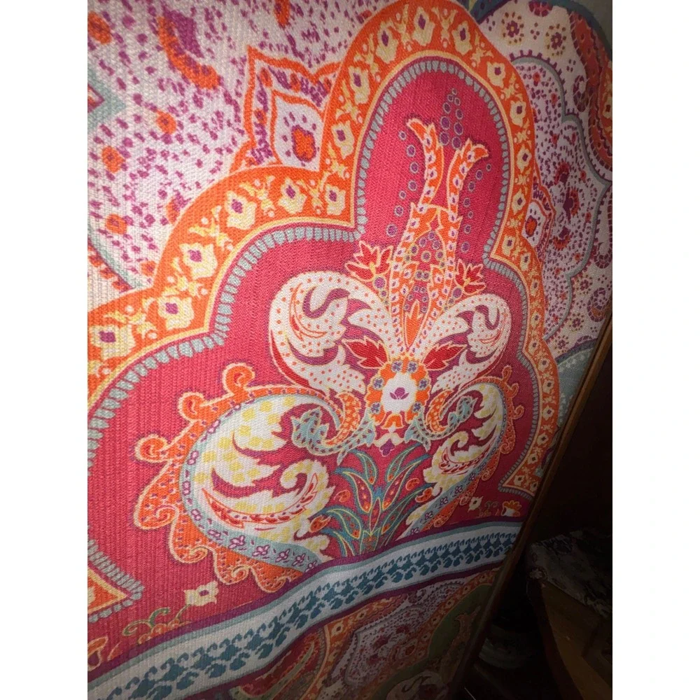 Bohemian Paisley Damask Window Curtain Panel Multi Color Pink Turquoise Orange